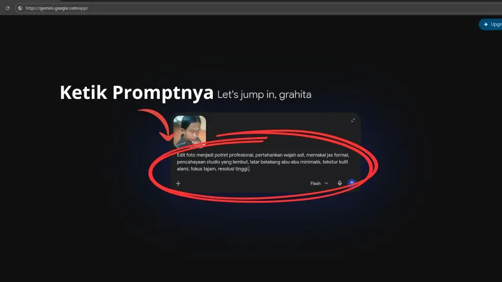 Memasukan Prompt ke Gemini Ai